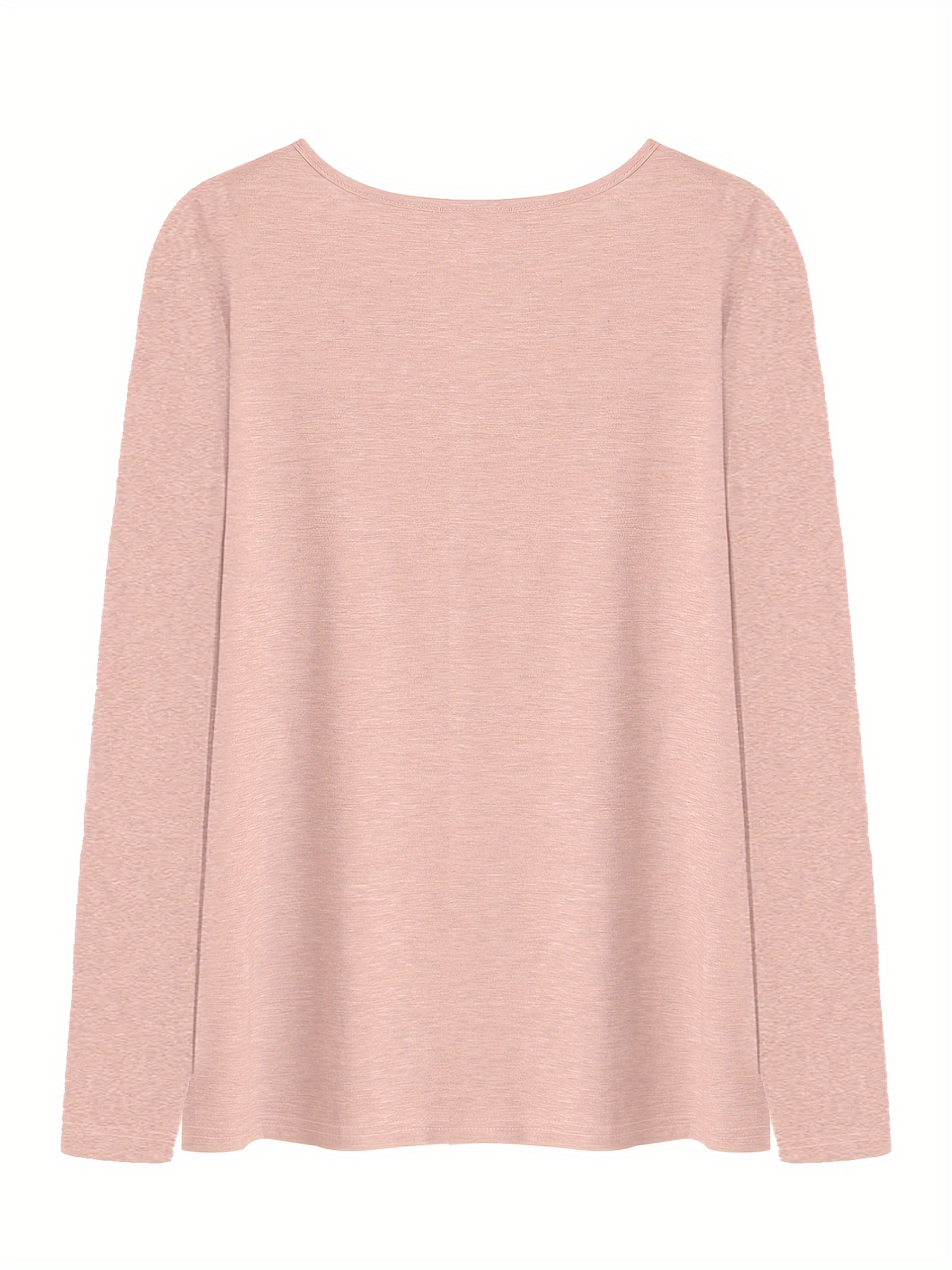 Maglietta A Maniche Lunghe Donna Con Scollo A V – Leggera, Con Bottoni, Casual – Per Primavera E Autunno