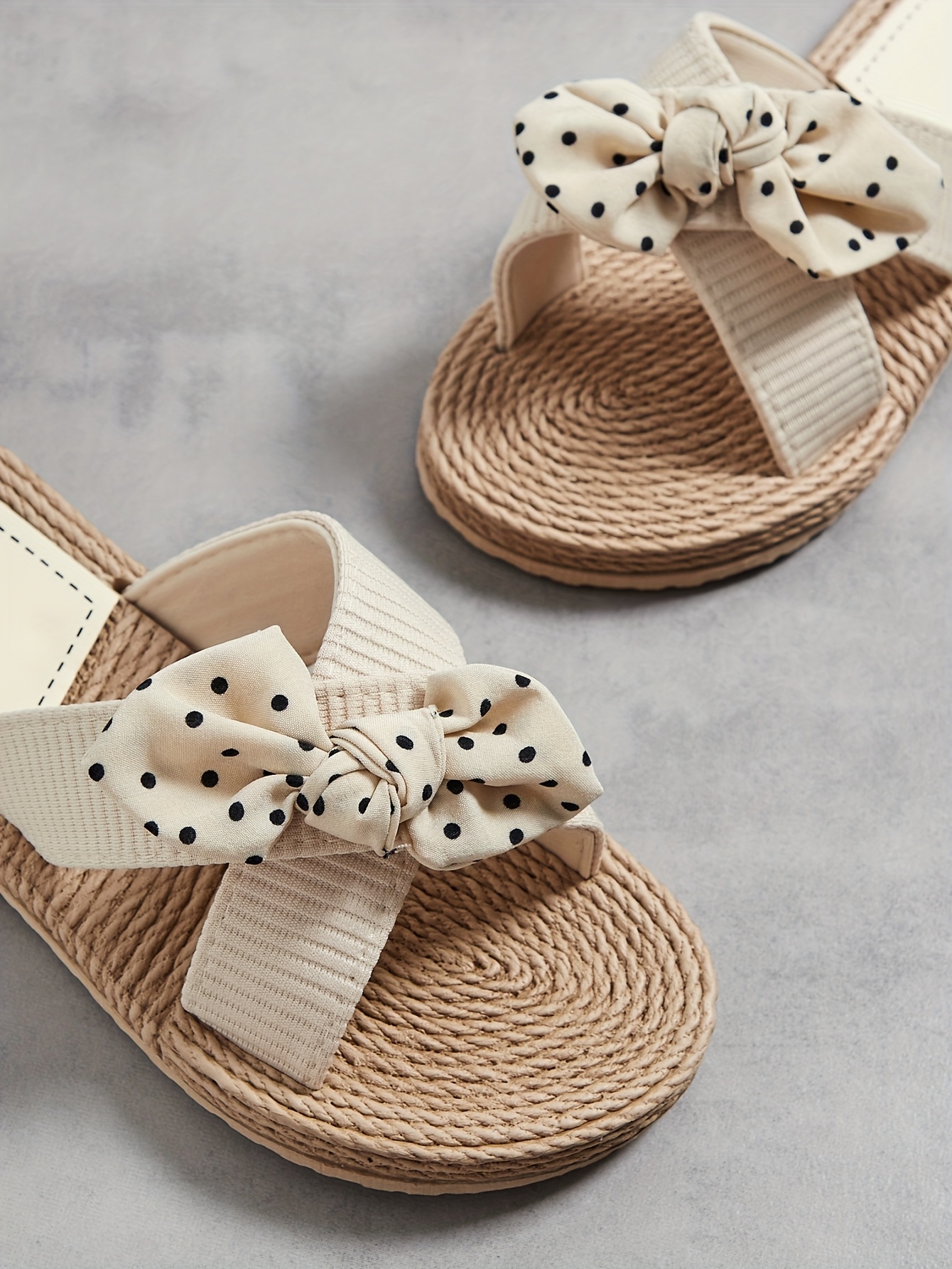 breathable linen slides open toe lightweight   stylish slip on shoes for indoor outdoor relaxation vintage round toe flat sandals with decorative bow indoor outdoor shoes vintage style sandals eva sole sandals details 14