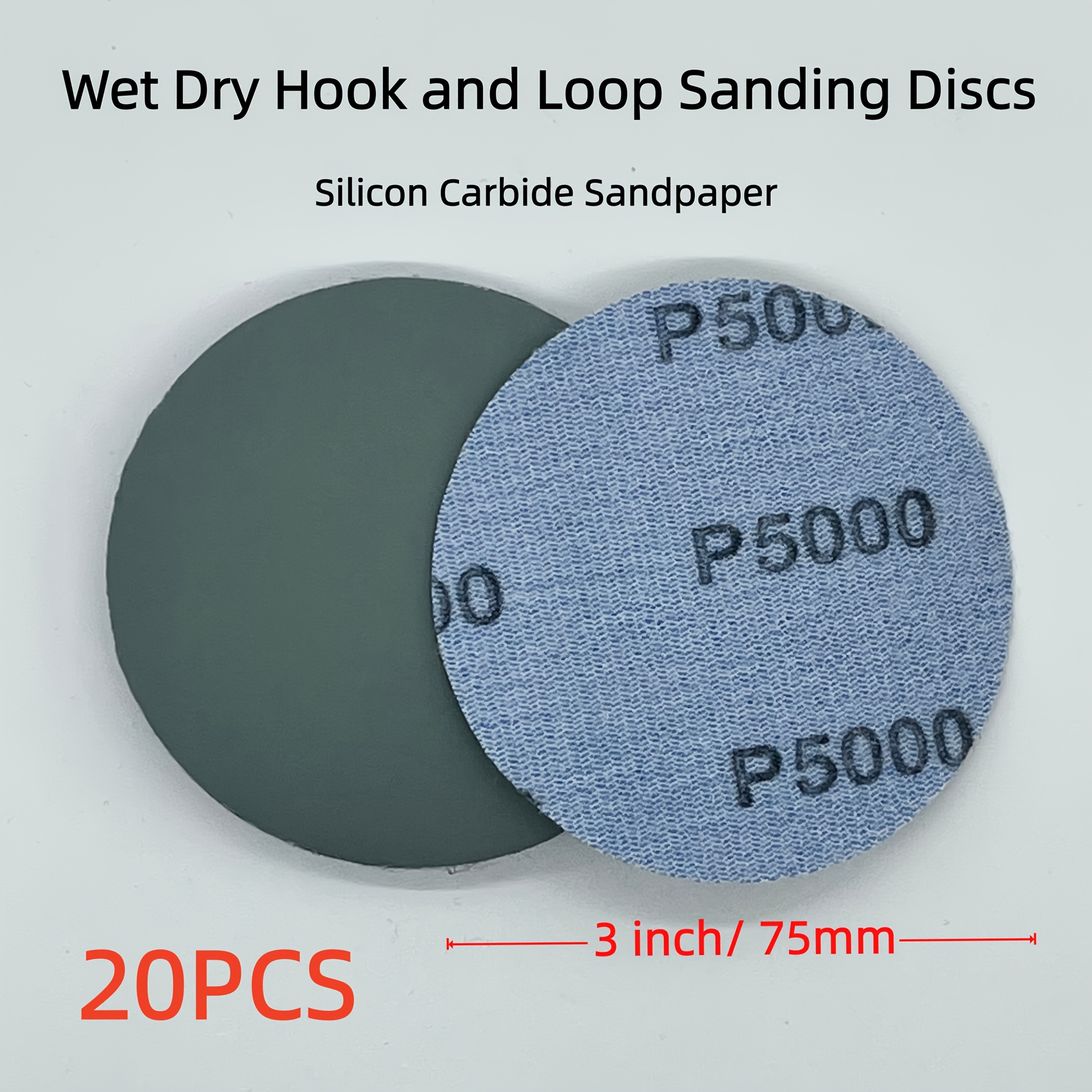 TEMU /50pcs 3-inch Wet And Dry Sandpaper , 75mm Hook And Loop Sandpaper, Multiple Combinations, 80/120/180/240/400 To 5000 Grit, Optional 3pcs 3-inch