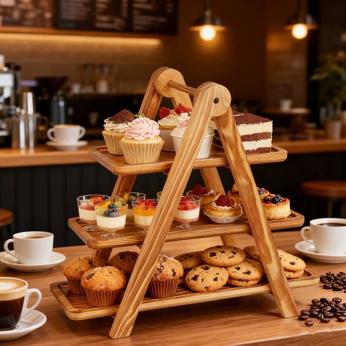 wooden 3 tier cake stand tiered service tray for serving food wedding cake stands display rack cake rack storage rack with detachable trays for graduation wedding birthday party picnic christmas display tray decorative