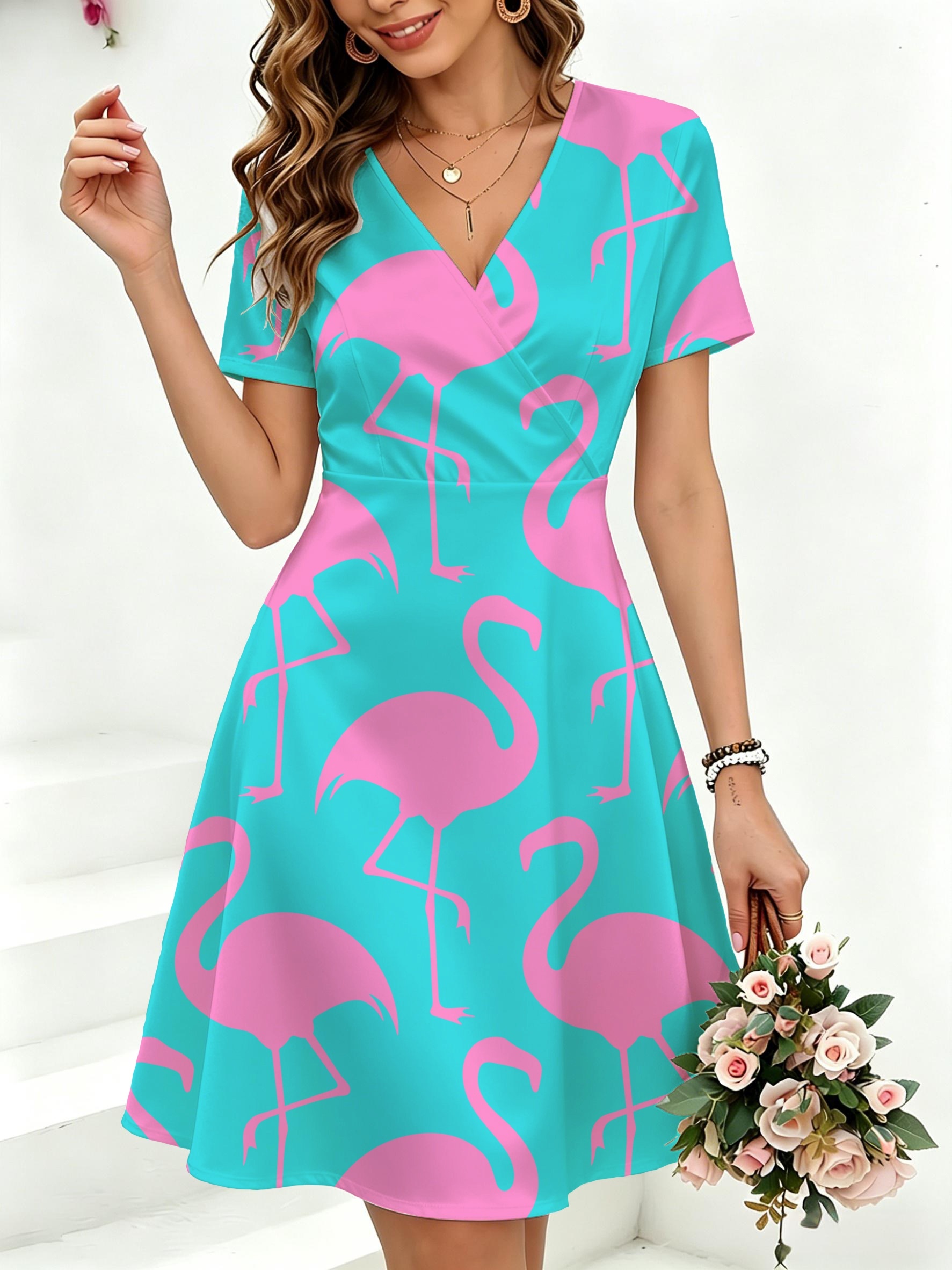flamingo dress ladies print sold on Temu United States amazing