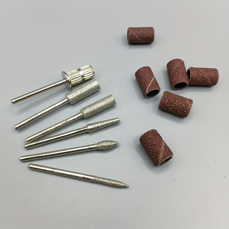 12pcs Manicure Sanding Head Steel Set With Titanium Coated Pre-removal Grinding Machine Heads And Polishing Tools In Bag