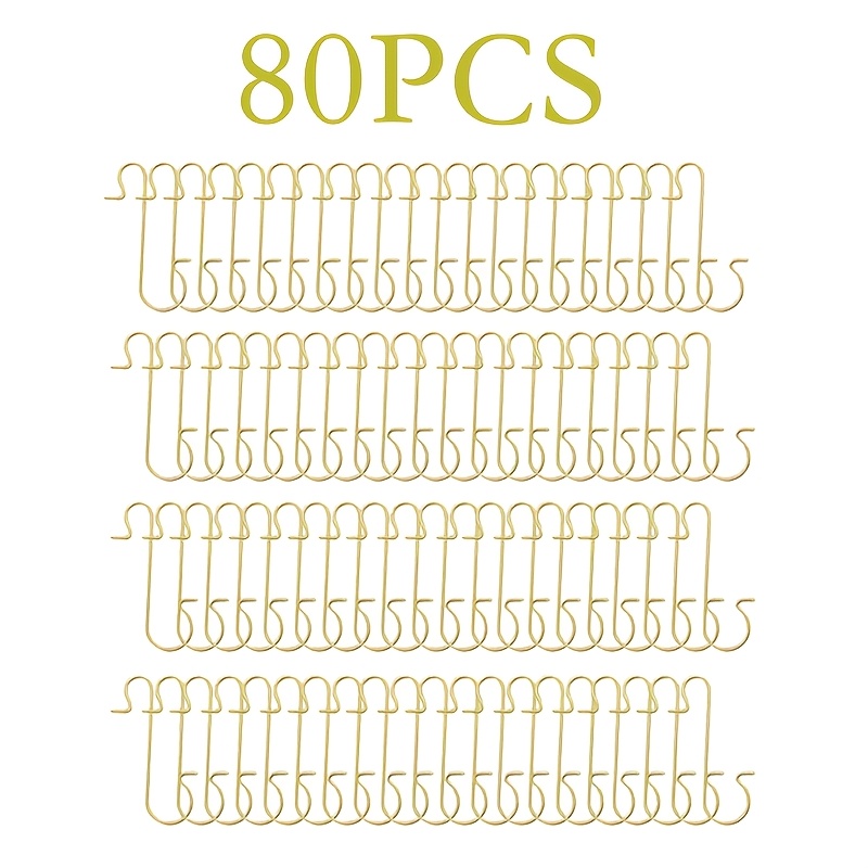TEMU 80pcs Christmas Decorative Hooks | Christmas Wire Hooks, Silver, Golden, Red, And Green Hooks | Christmas Tree Ornament Hooks