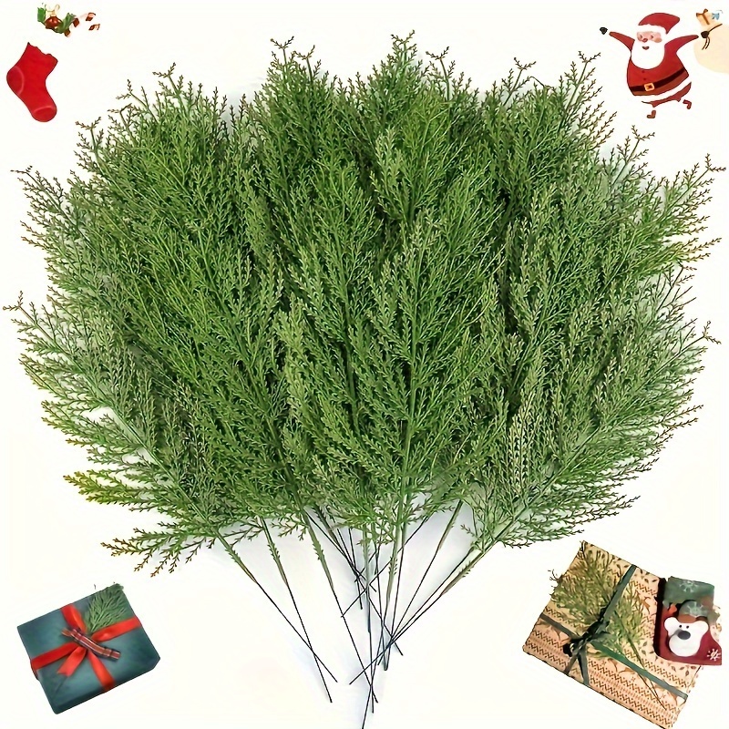 TEMU 20pcs Artificial Leaves And Branches: Fake Branches For Diy Garlands, Christmas Home Gardens Decor
