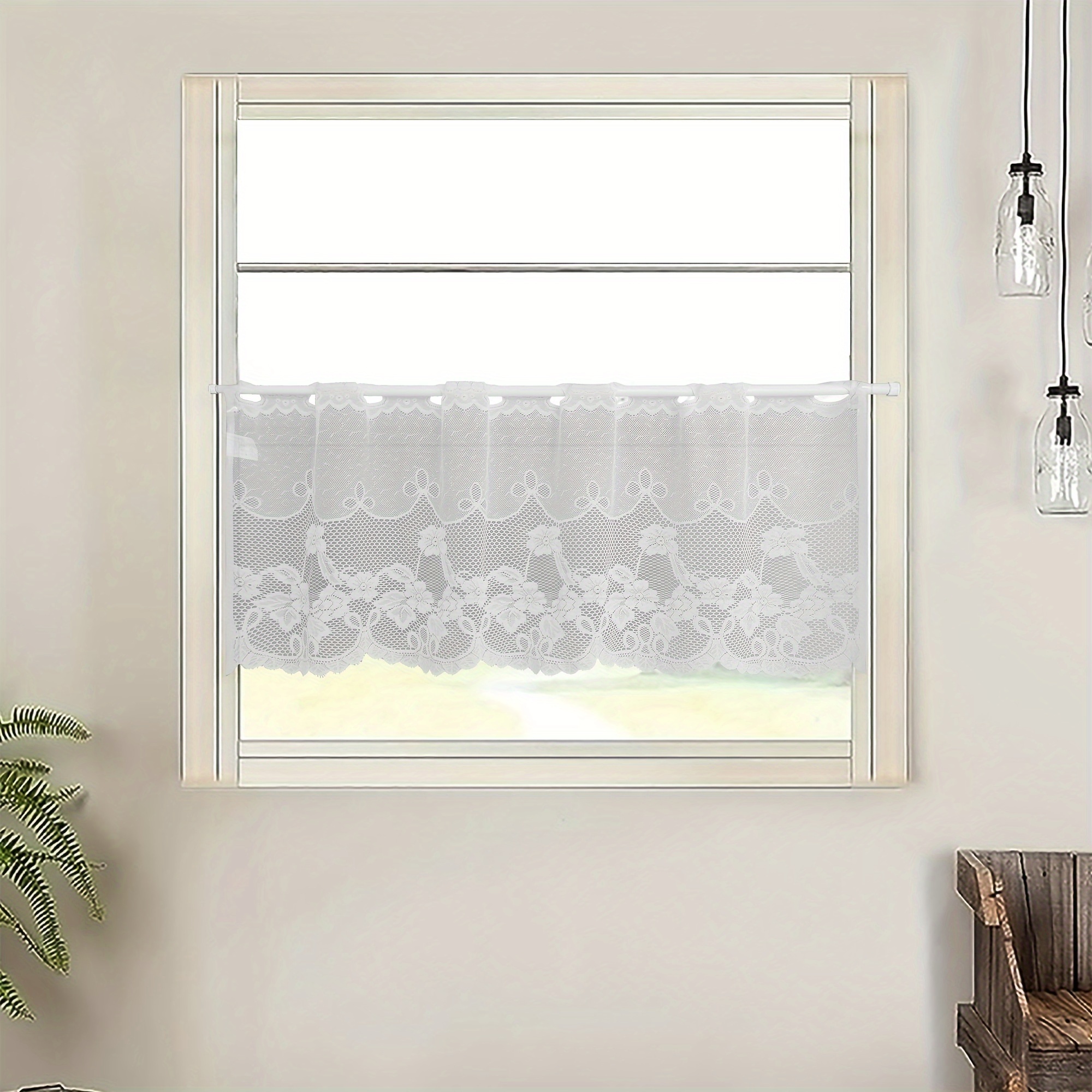 

White Lace Sheer Curtains With - Light Filtering, Privacy-enhancing For Kitchen & Living Room,