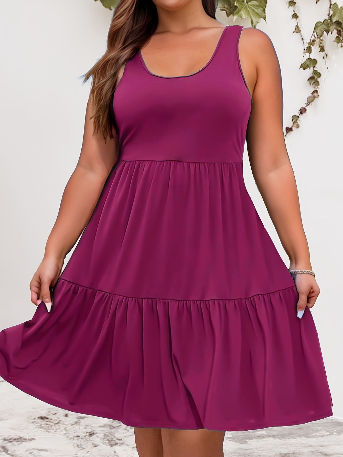 plus size ruched a line dress Plus Size Solid Color Ruched Wrap Dress for Women Knee Length  Anna-Kaci