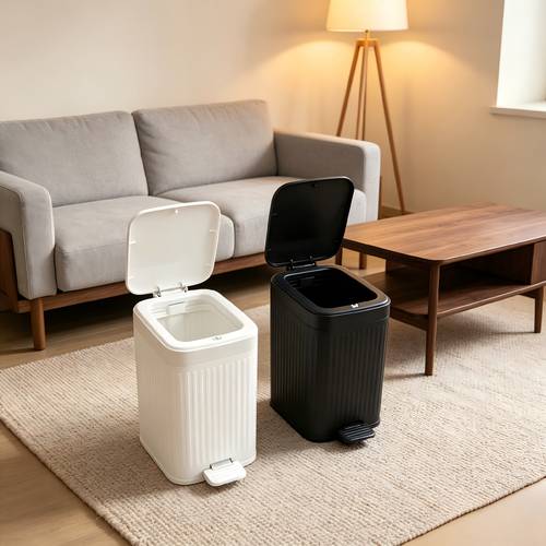 aesthetic vertical ribbed trash can with pedal odor proof for home office