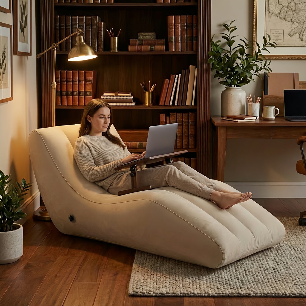 Thickened Inflatable Chaise Lounge – Comfortable Support for Extended Sitting, Quick Inflation And Space-Saving Storage, Durable for Indoor/Outdoor Use, Perfect for Reading, Camping, Picnics And Home Relaxation
