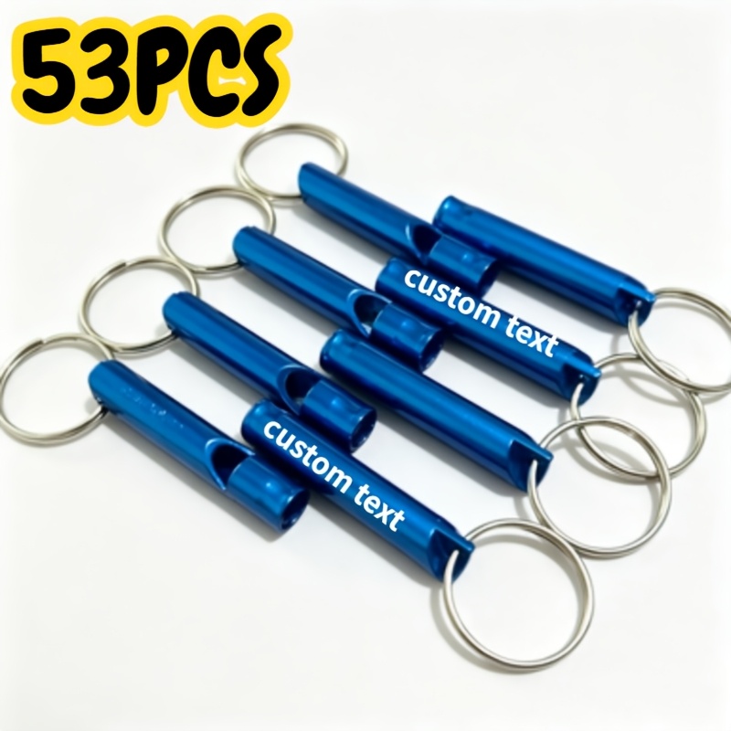 53pcs Custom Engraved Survival Whistle Keychains Set