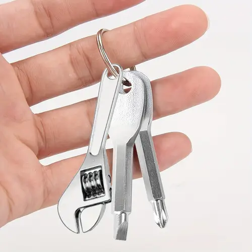 3pcs mini portable screwdriver set for camping accessories multifunctional mini wrench key ring universal tool for car bike motorcycle repair creative gifts for men