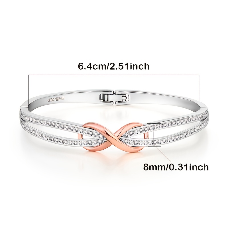 TEMU 925 Silver Women's Mobius Ring Bracelet, High-end Luxury Women's Jewelry, Elegant, Sexy, Fashionable, Trendy, Christmas, Halloween, Valentine's