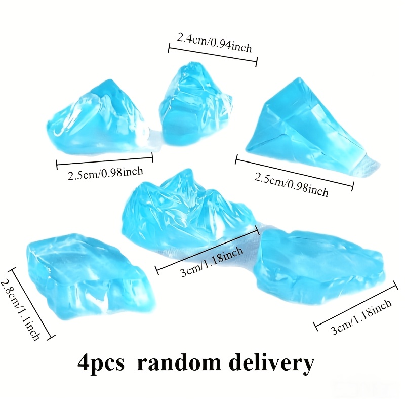TEMU 4pcs Mini Iceberg Sculpture Set Suitable For Aquariums, Tabletop Games & Desktop Decor - Resin Miniature Landscape Models With Random Iceberg