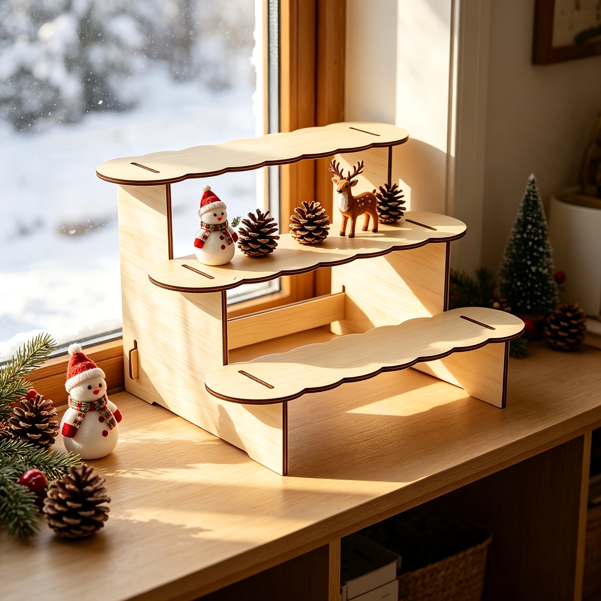 TEMU 1 étagère de bureau en bois, multicouche, pour le rangement et l' à , support d' de bureau