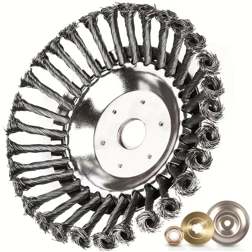 2pcs 6 8 inch steel wire wheel brush trimmer head for eater attachments universal indestructible trimmer head adapter kit included for moss grass rust removal