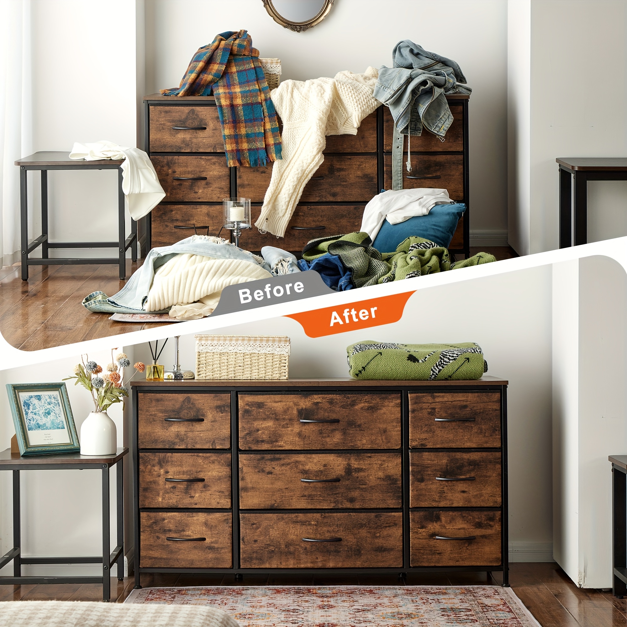 knee length dresses for ladies WAMPAT 47" Wooden Wide Chest of Drawers, Modern Closet Storage Organiz