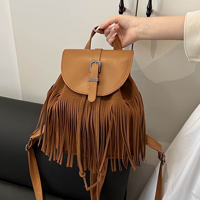 womens vintage style backpack tassel design versatile - Temu 