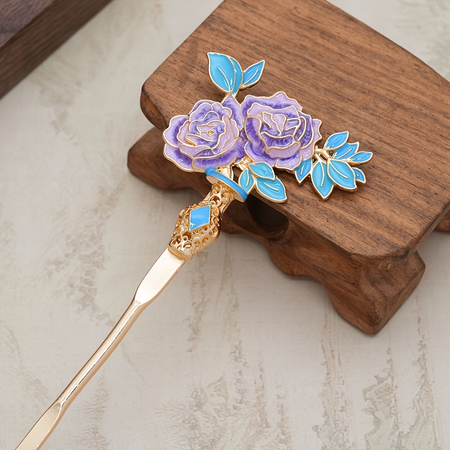3pcs chinese style hair pins with candy colored   golden accents traditional asian hair accessories for parties daily wear back to school Product details 1