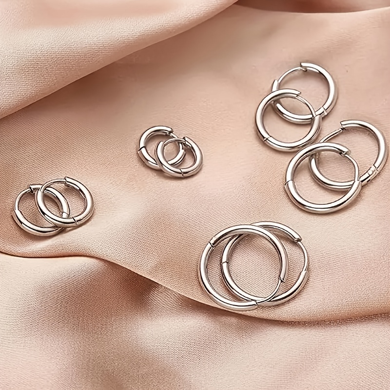 

5 Pairs/set Minimalist Fashion Stainless Steel Loop Earrings
