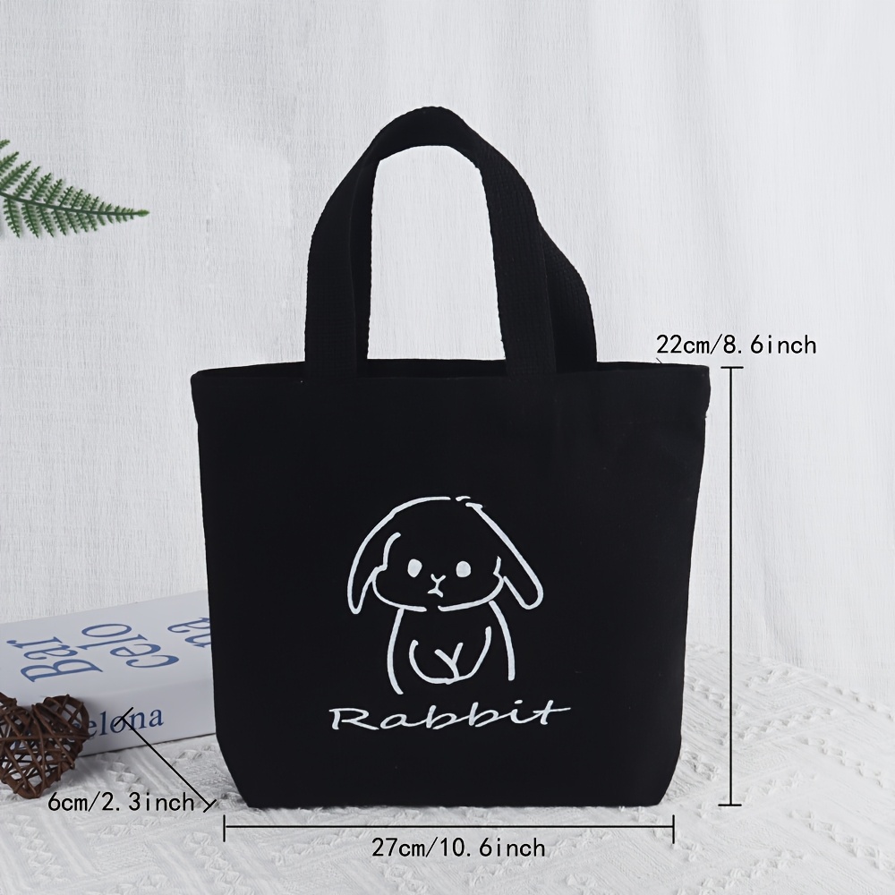 Cute Rabbit Print Mini Tote Bag | Unisex, Ideal For Travel, Shopping, Party Decor, Storage, , And, Positioning Printing