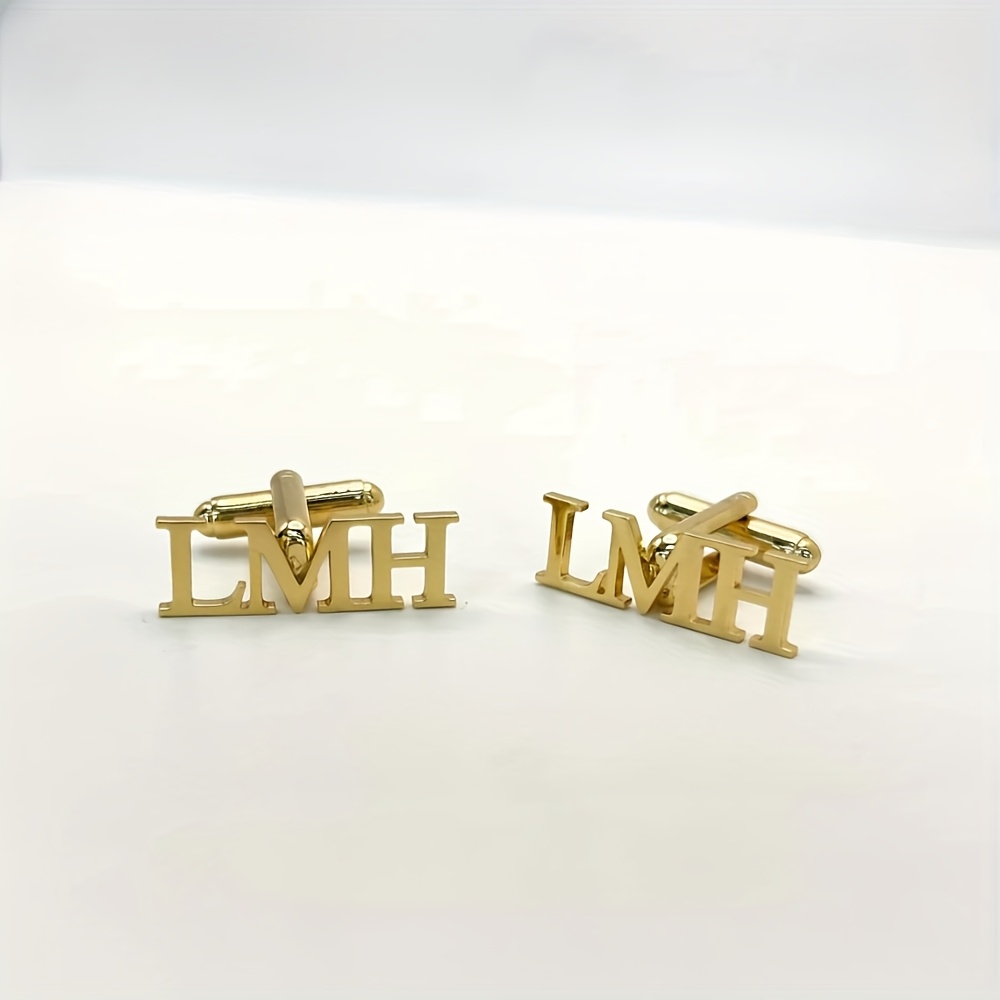 TEMU Custom Family Initials Cufflinks - Stainless Steel Minimalist Elegant Personalized 1- For Men, Christmas Valentine's Father's Day Gift, Durable