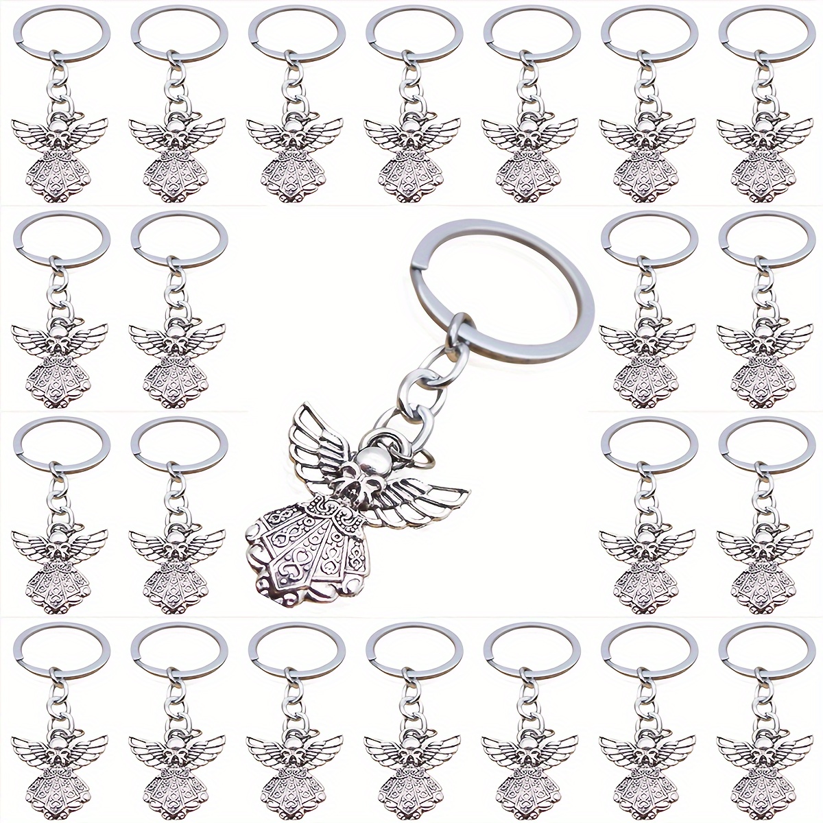 

50pcs Guardian Keychain Silvery Charm Keychain Pendant Baptism Favors Key Ring For Women Funeral Party Gifts Arts And Crafts