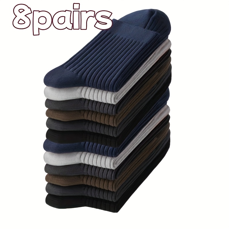 TEMU Lot aléatoire de 4/8 paires de chaussettes de marin en couleur unie pour hommes, chaussettes confortables et respirantes, adaptées à un usage et