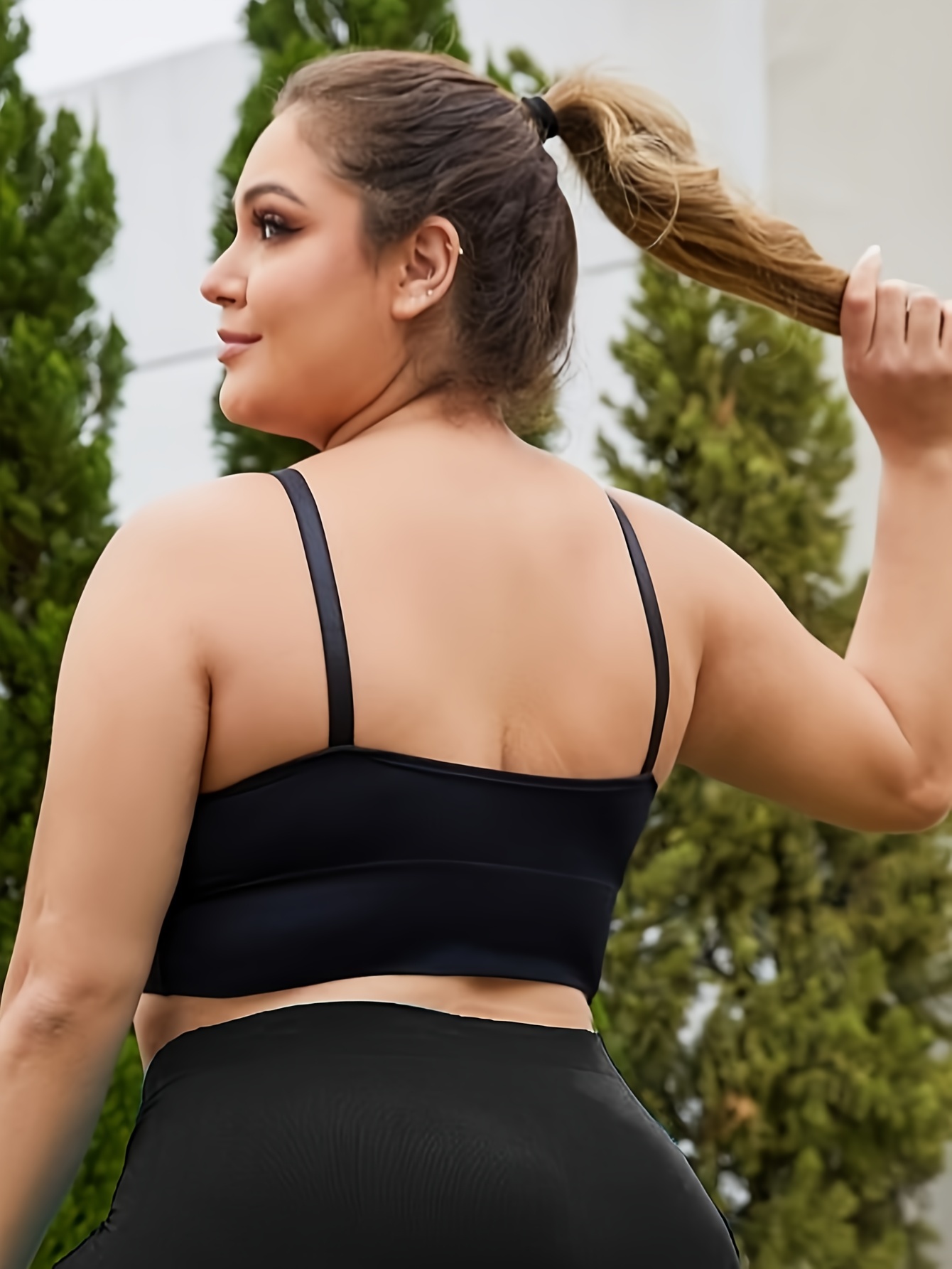 Women's Sports Bra Plus Size Plain Scoop Neck Ring Spaghetti - Temu Canada