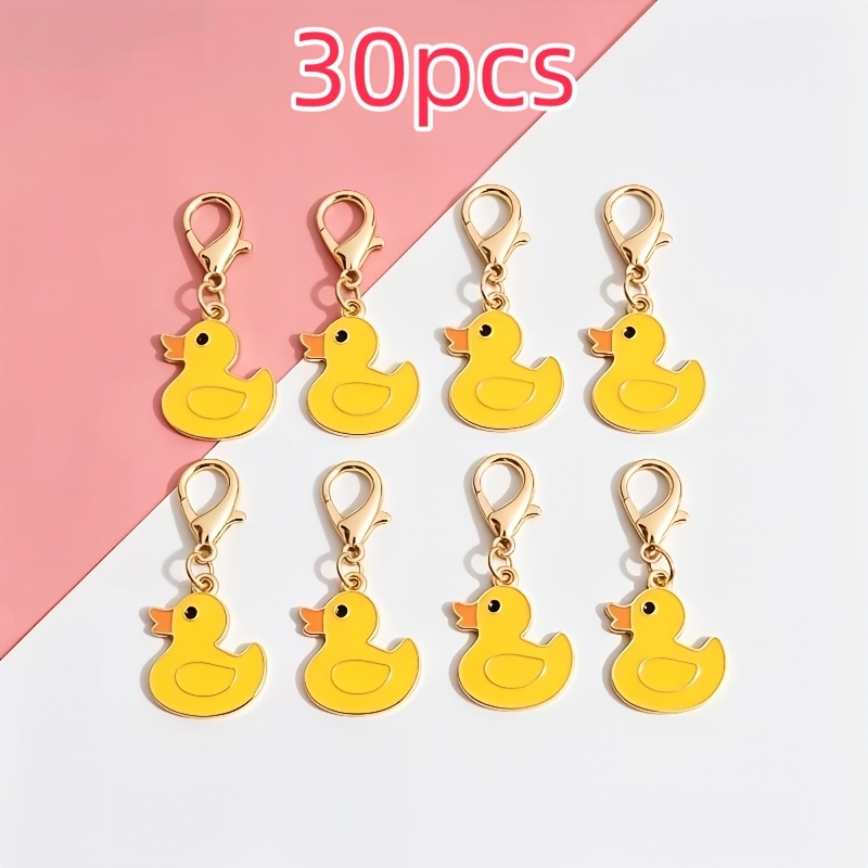 TEMU 30pcs Cute Alloy Little Yellow Duck Keychain Set For Women, Adorable Ladies' Bag Charm, Fashion Accessory, Elegant And Women's Keychain,