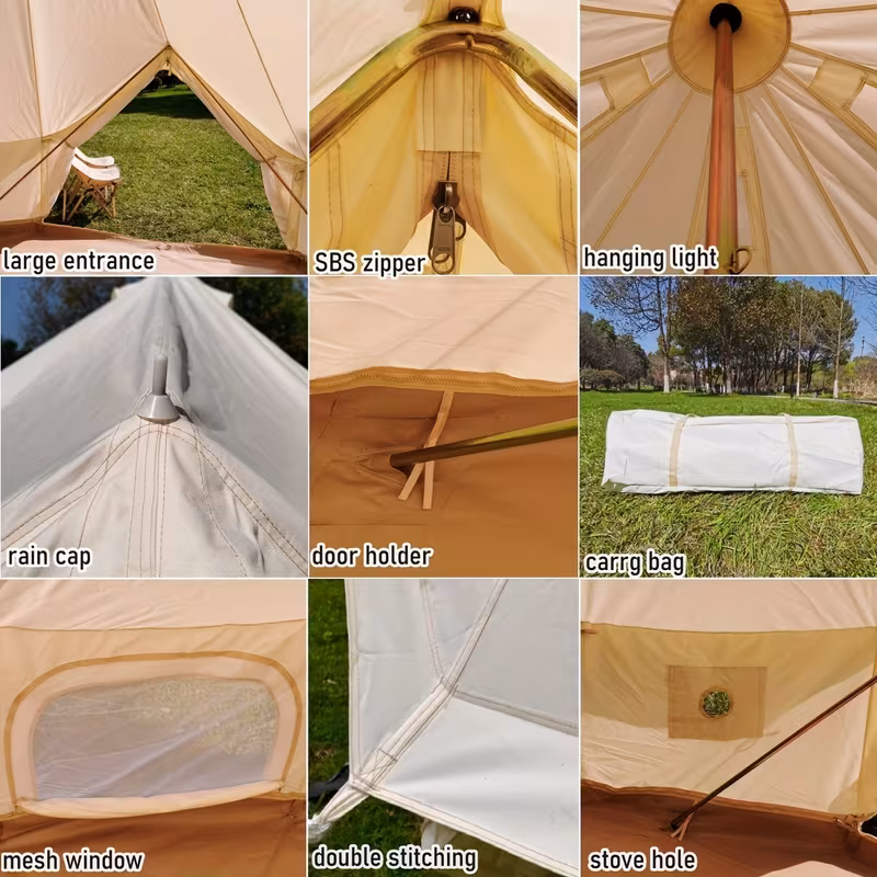 outdoor waterproof 19 6ft oxford bell tent tent with zipped in groundsheet for 8 10 Product details 5