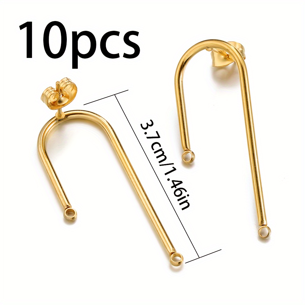 Image of 10pcs Stainless Steel Stud Earrings Holder Hypoallergenic Earrings With Ear Plugs Long And Short Double Tassel Earrings Hanging Ladies Earrings Jewelry Making Additions
