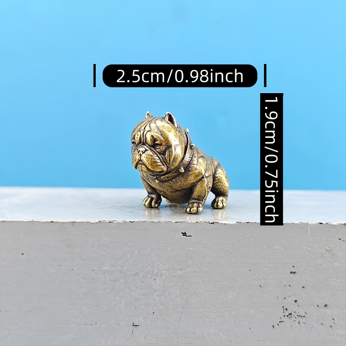 TEMU Brass Vintage Rustic Miniature Simulated Bulldog French Bulldog Pei Pet Model Bonsai Aquarium Sand Table Micro Landscape Decoration Figurine,