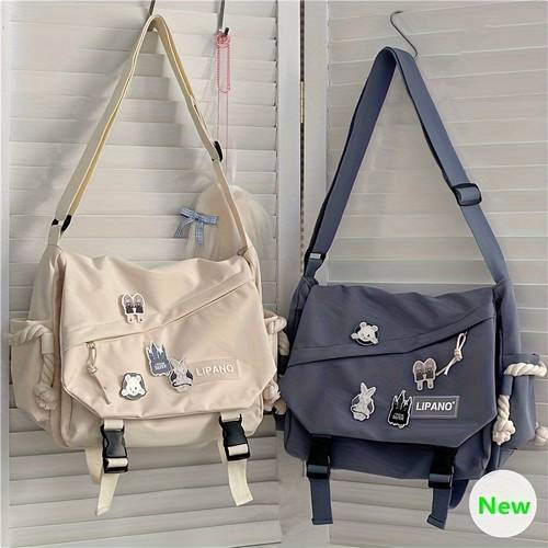 Sac Bandoulière En Toile Unisexe Style Japonais - Grand Format 46x13x25cm, Réglable, Pour école, Voyage