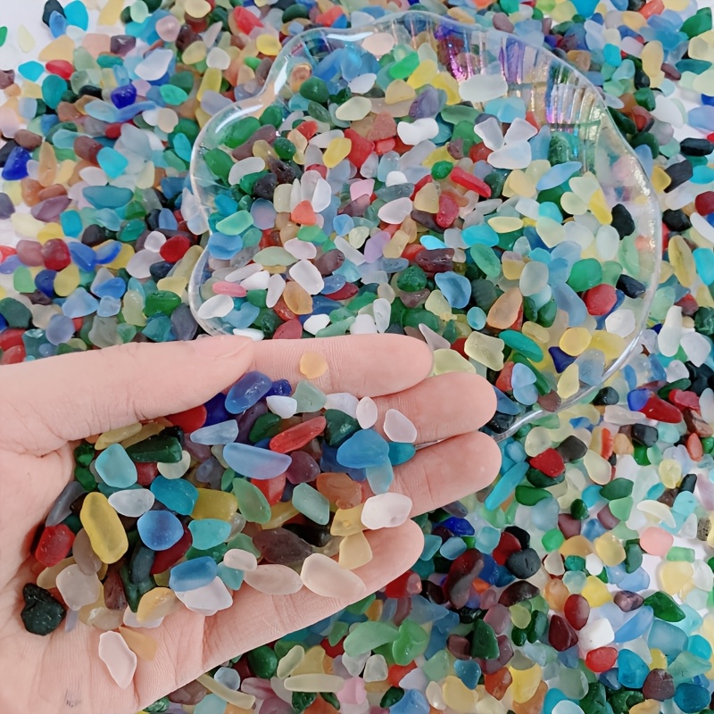 

100g/200g Pack Of Frosted Glass Mosaic Chips, 8-12mm Semi-transparent Multicolor Glass Gems For Aquariums, , Steps, Bars, And Pool Decor