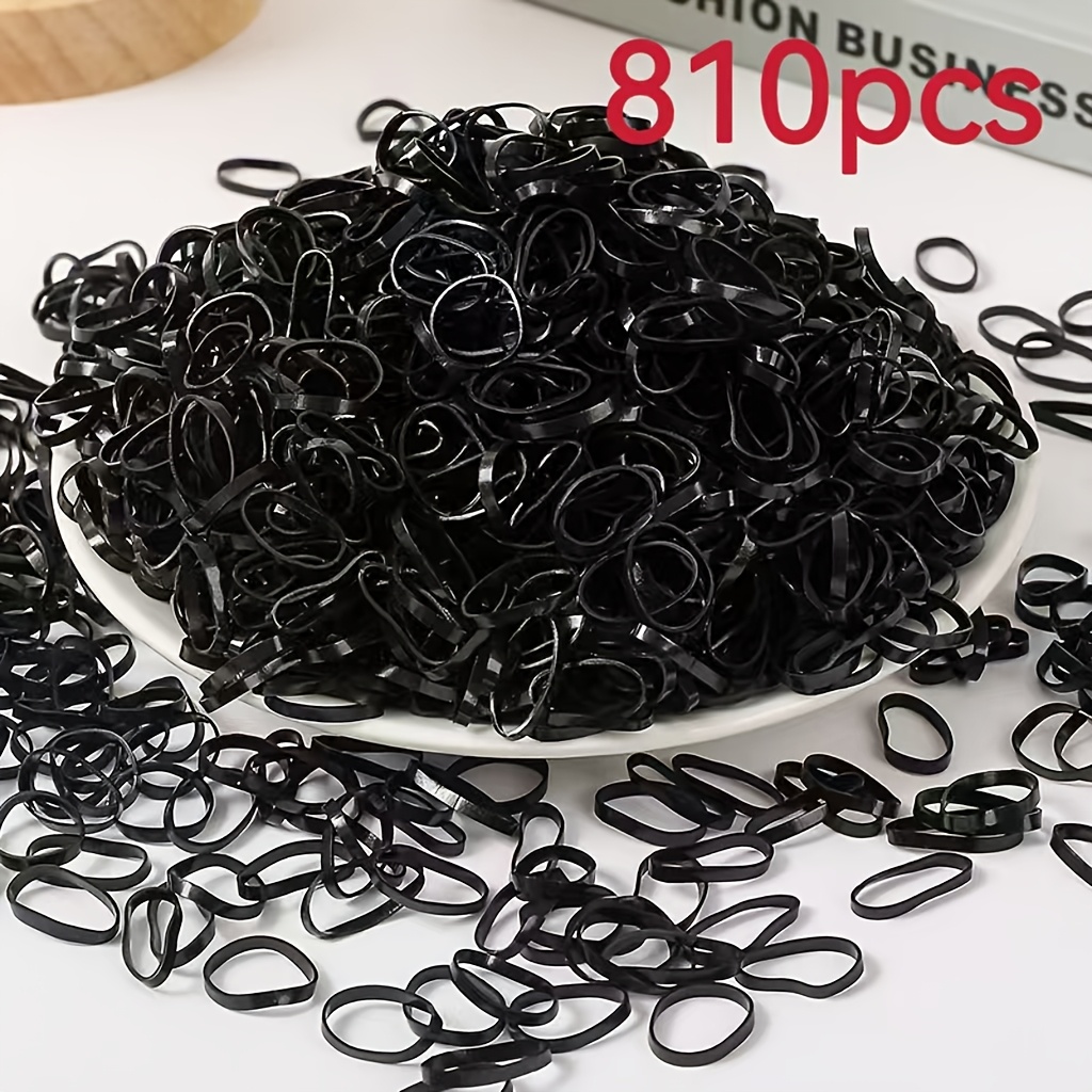 210pcs Mini Black Rubber Bands, Durable Elastic Hair Ties for Everyday Use