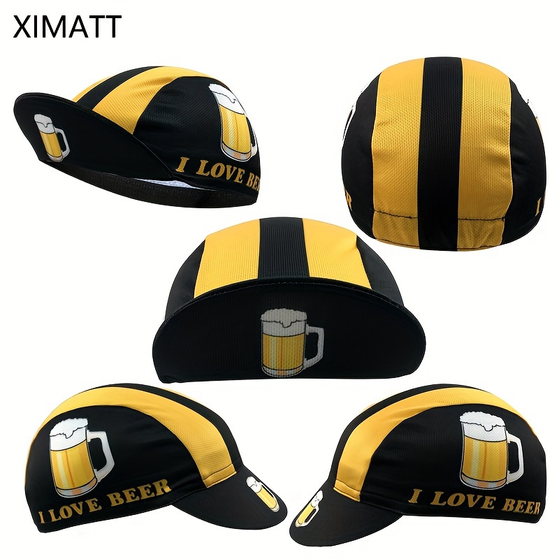 TEMU Retro Classical Beer Series Bicycle Sports Cycling Caps Summer Breathable Quick-drying Bike Hat Cycling Equipment Absorbent Caps
