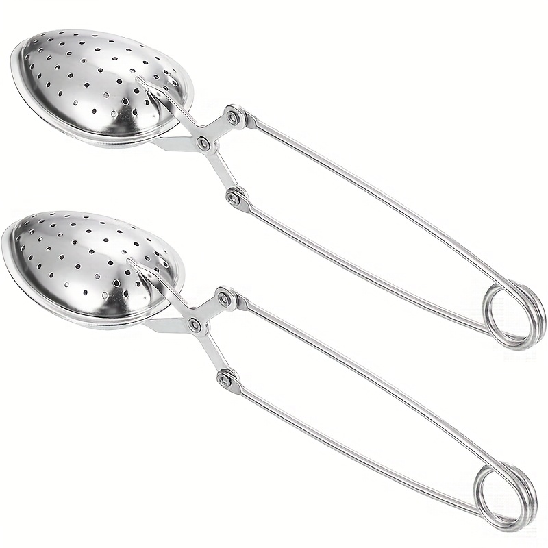 Stainless Steel Brewing Spoons, Hand Tea Strainers Filter Holes Tea Filter Tong For Loose Leaf Tea And Mulling Spices
