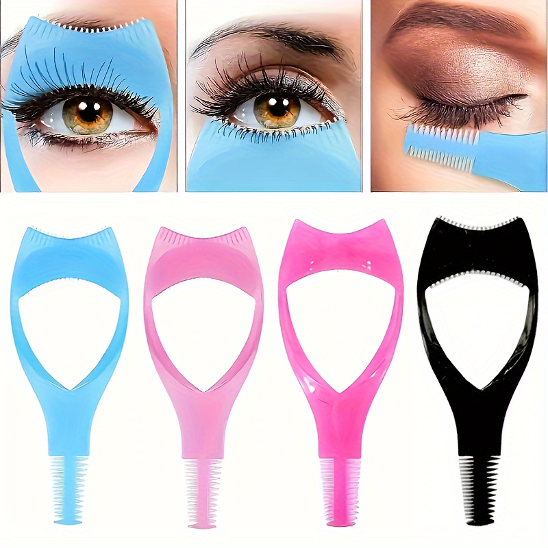 

1pc 3-in-1 Mascara & Eyelash Applicator Tool - Upper & Lower , Makeup Cosmetic In Blue, Pink, Black - Odorless Material For Makeup