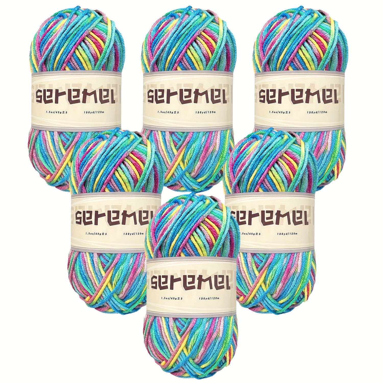 

6-pack Acrylic Yarn, 5 50g , - Yarn, 100% Acrylic Fiber, Assorted Colors For Knitting And Crochet