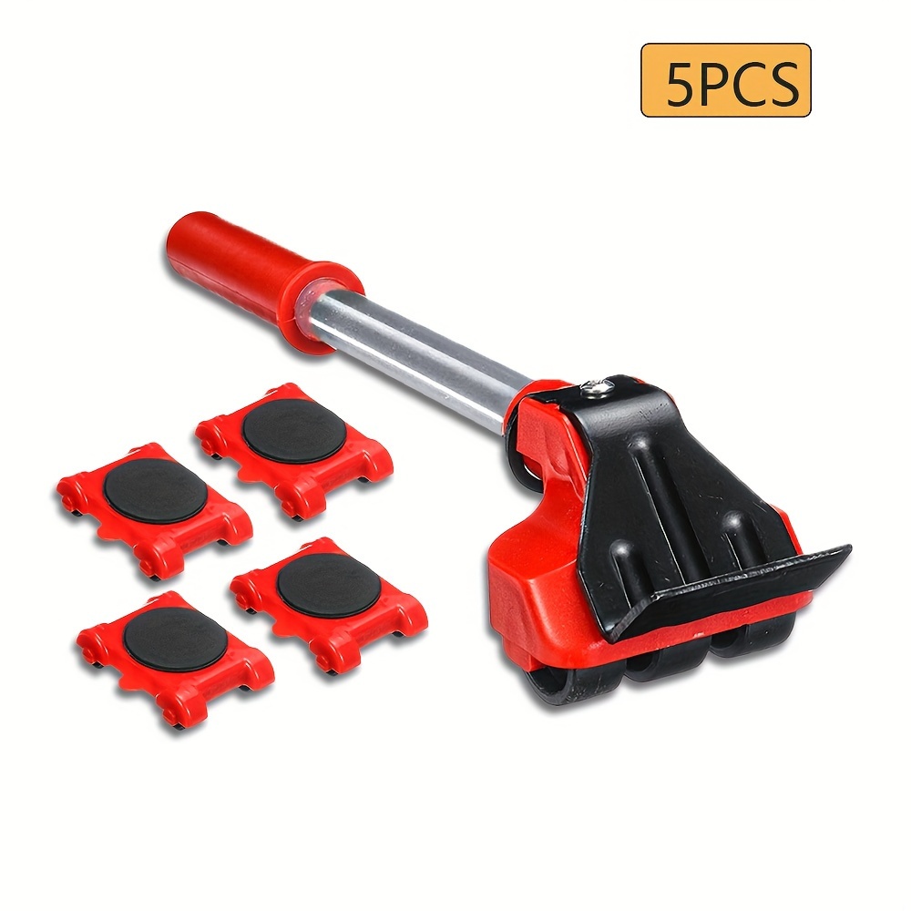 5pcs Furniture Moving Tools Set with 360° Rotatable Pads, Metal Construction, Easy Sofa & Furniture Lifting Equipment