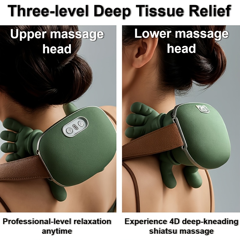 Массажер для плеч и шеи с функцией подогрева, 4D массажное разминание, имитирующее реальный массаж руками, обеспечивающий комфорт и расслабление, акупрессурный массажер 2025 (Рождественский подарок)