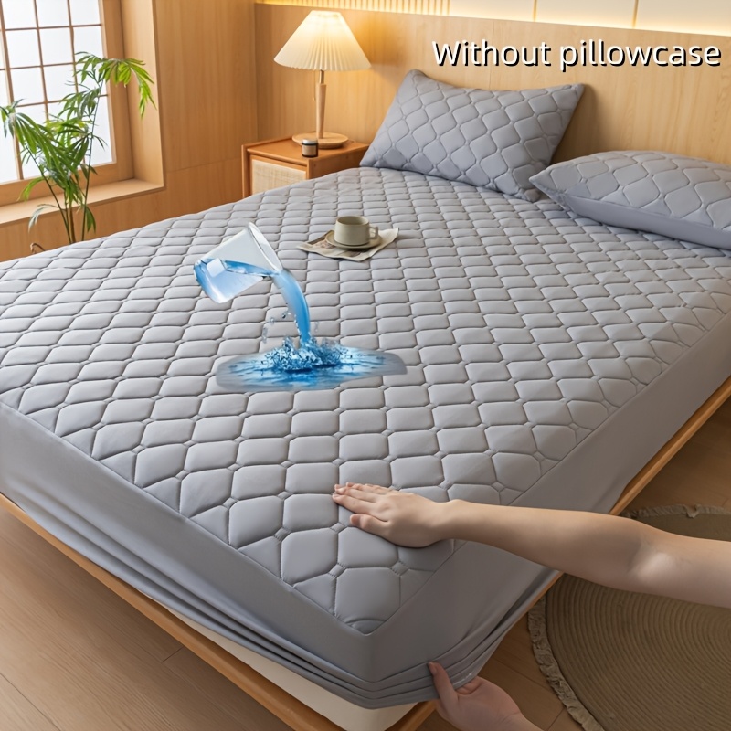 TEMU 1pc Multicolor Waterproof Mattress Protector (no Pillowcase And Pillow Core) Soft And Comfortable Solid Color Bedding Mattress Cover For Bedroom
