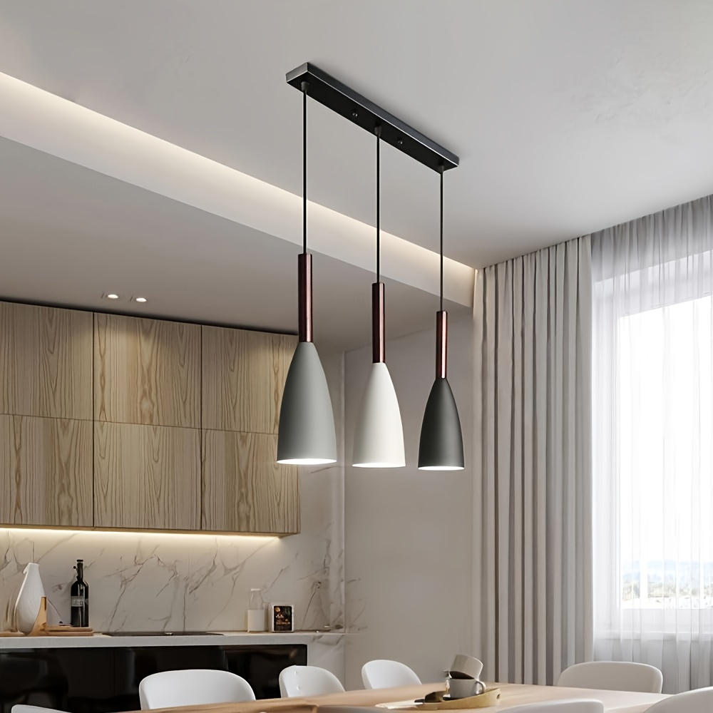 modern industrial straight metal lampshade pendant