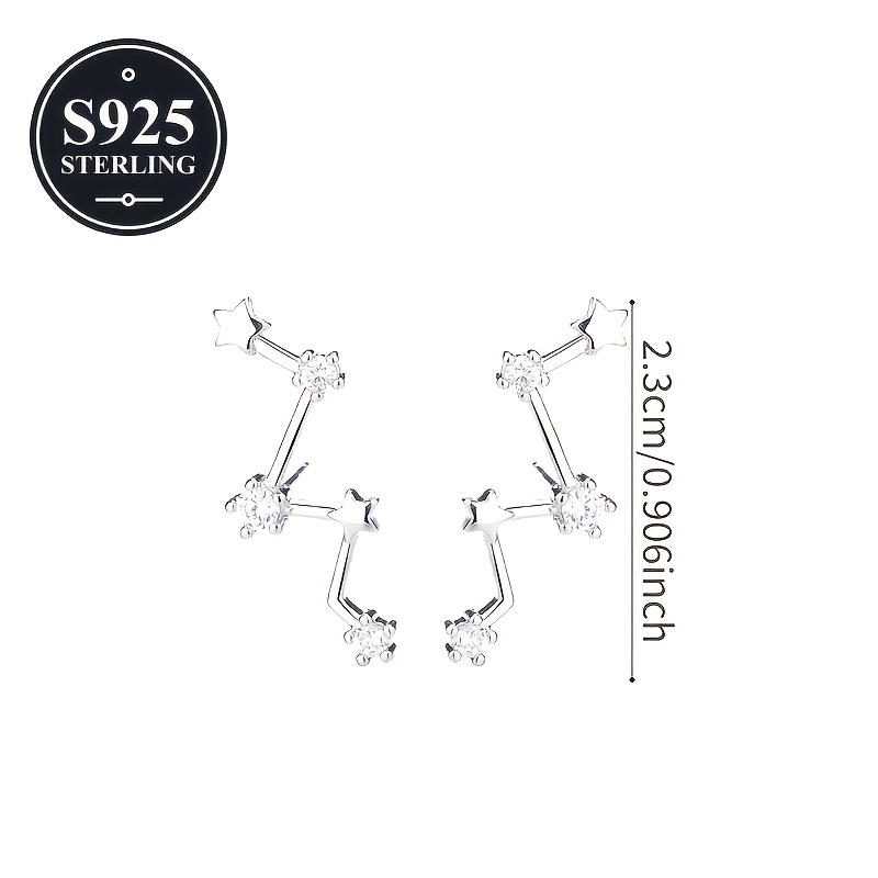 Women's 925 Hypoallergenic Star Geometric Curve Earrings