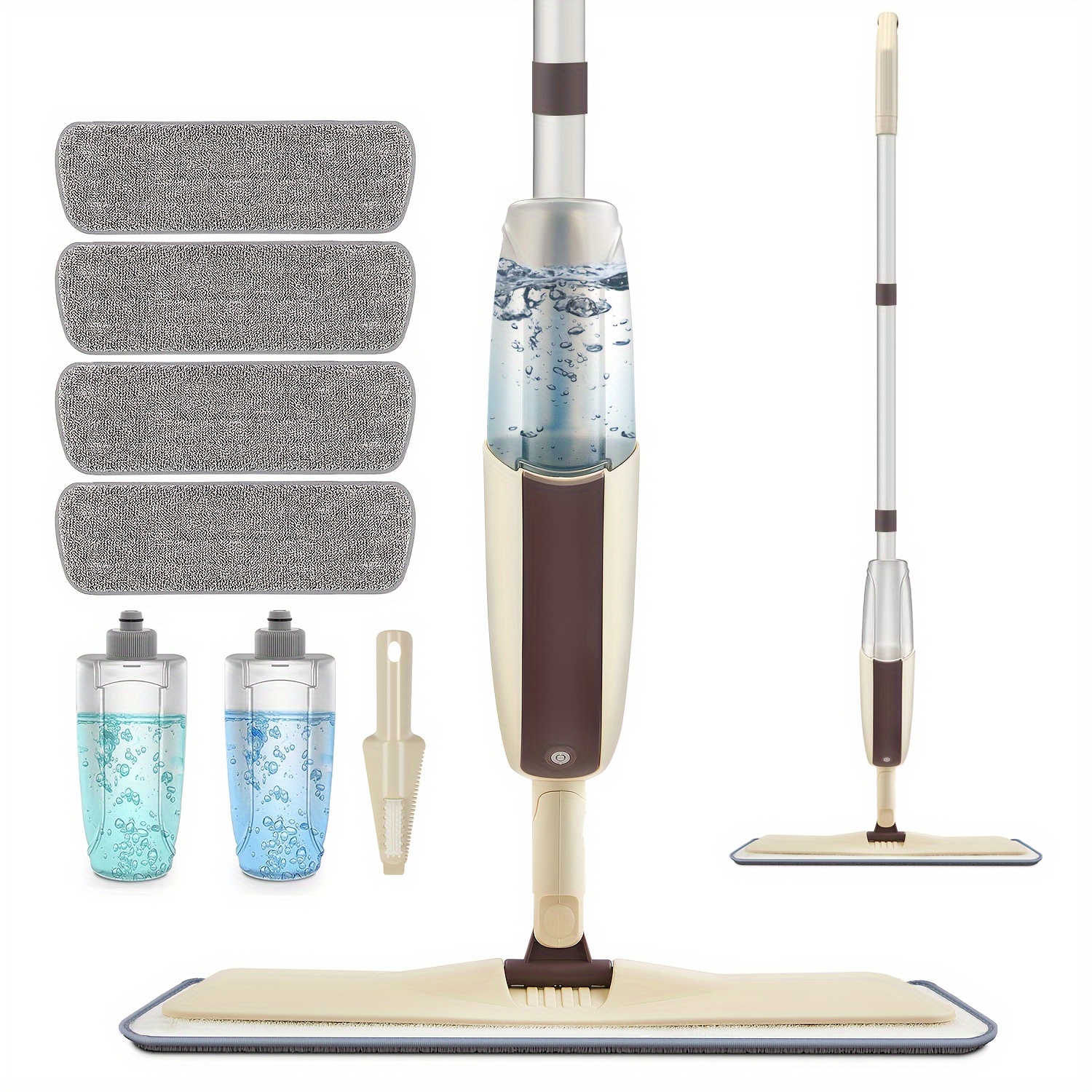 

Spray Mop With Refillable Bottle And Machine Washable Microfiber Pads - Metal Wet And Dry Mop For Home And Commercial Use - Ideal For Hardwood, Composite, Tile Floors - Includes And Extra Pads