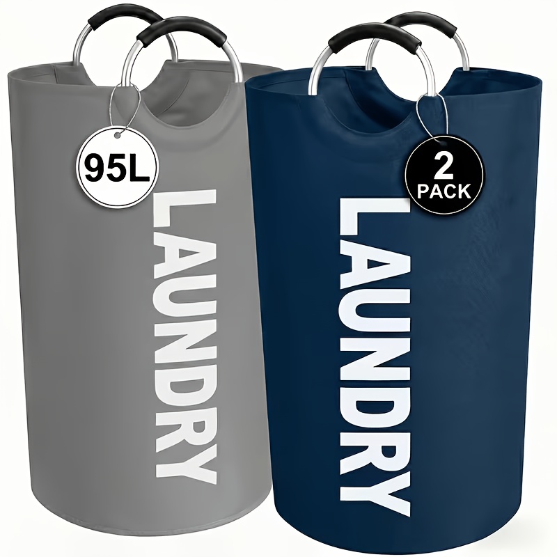 TEMU 2pcs Large Laundry Basket With Foldable Laundry Bag, Freestanding Elevated Design, Foldable Laundry Bin, High-quality, Space-saving Design,