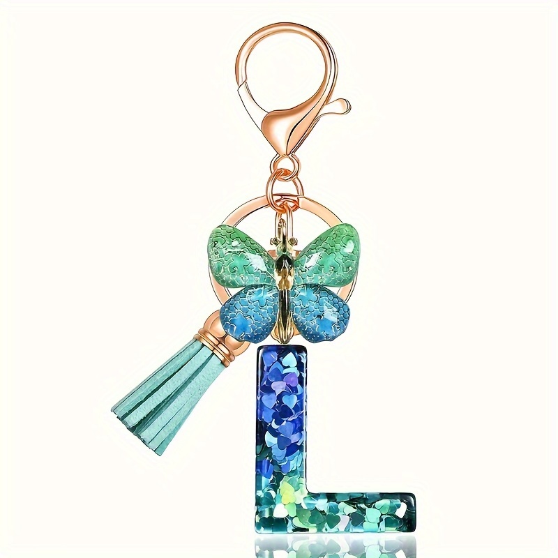 a stylish gradient blue keychain featuring