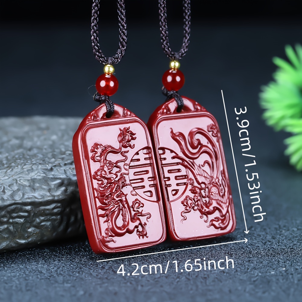 Raw Mineral Jute Phoenix Pendant Necklace, Lucky Sign