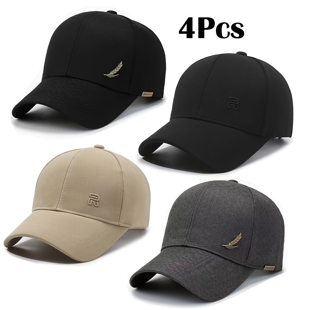 TEMU 4pcs/set Men's Casual Geometric-pattern Baseball With Square Silvery , 100% Lightweight Adjustable Hat For Spring/autumn Travel And Beach