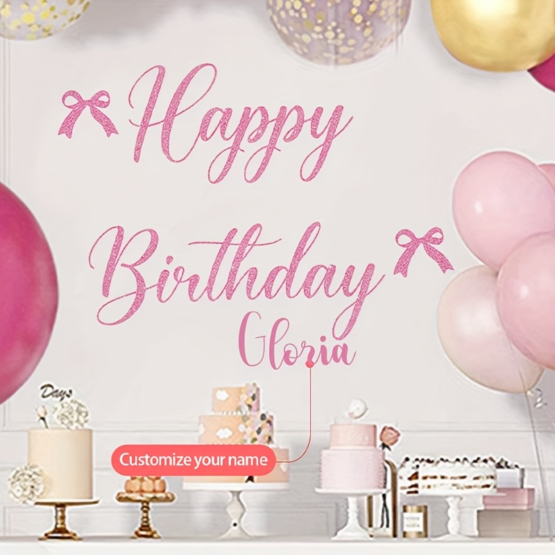 Image of Custom Classic Pink Bow Creative English Letter Wall Stickers, Suitable For Decorating Bedrooms, Living Rooms, Studies, And Dining Rooms. Are Self-adhesive And Removable Pvc Wall Art