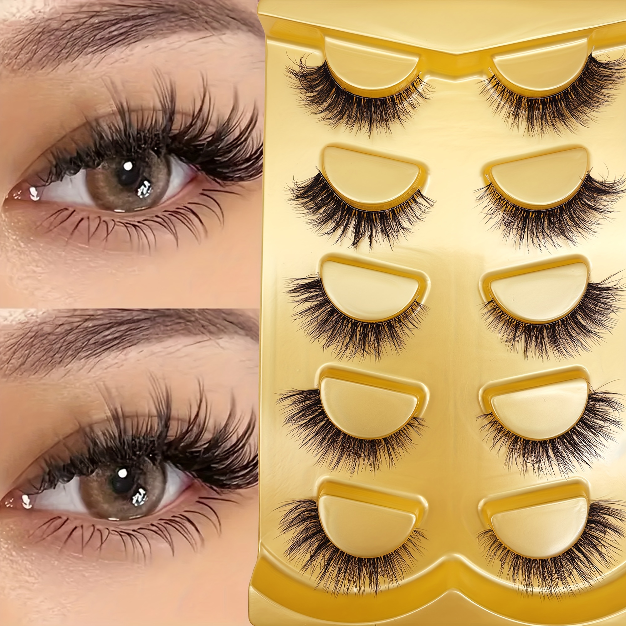 5 Pairs Of Fluffy Volume False Lashes, Thick And Full, Dramatic Cat
